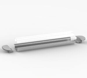 Arc LED 2M Recessed Profile Set Complete with Diffuser and End Caps (Silver)