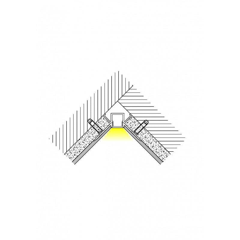 ARC-PBCI Inside Corner Plaster-In Aluminium LED Profile – Including Diffuser